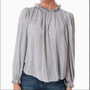 LA VIE REBECCA TAYLOR Gray Gauze Lace Long Sleeve
